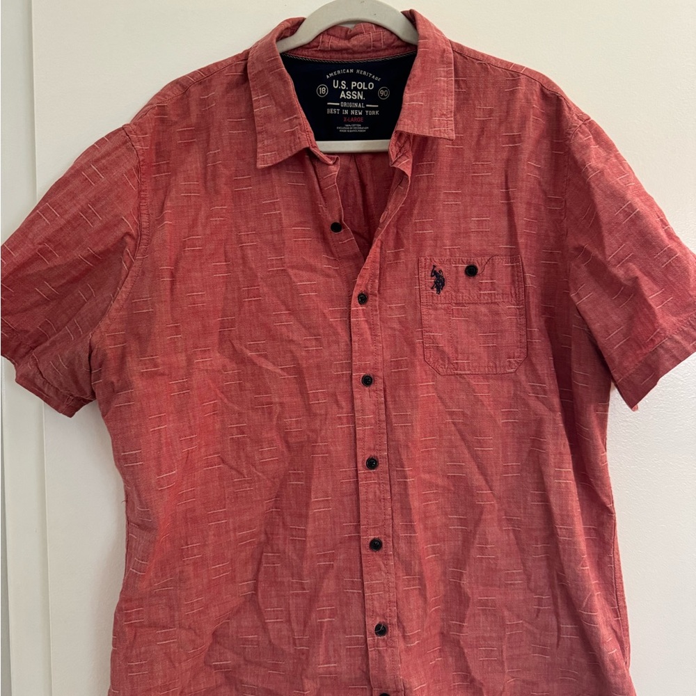 U.S. Polo Assn. Men's Casual Red Button Down Shirt